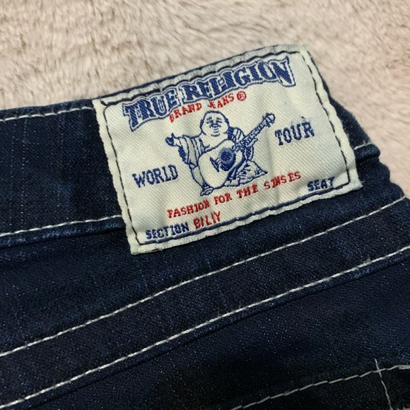 { True Religion } Pink Rhinestone Dark Wash Jeans - Picture 5 of 8